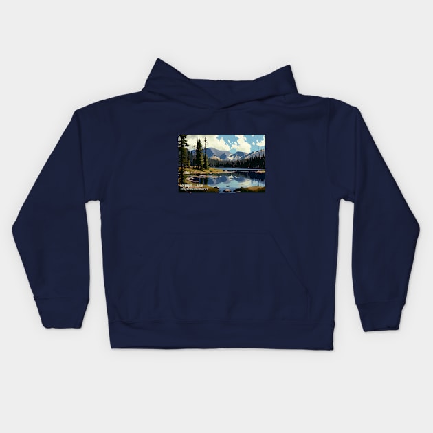 Rocky Mountain National Park Vintage Travel Poster Kids Hoodie by GreenMary Design